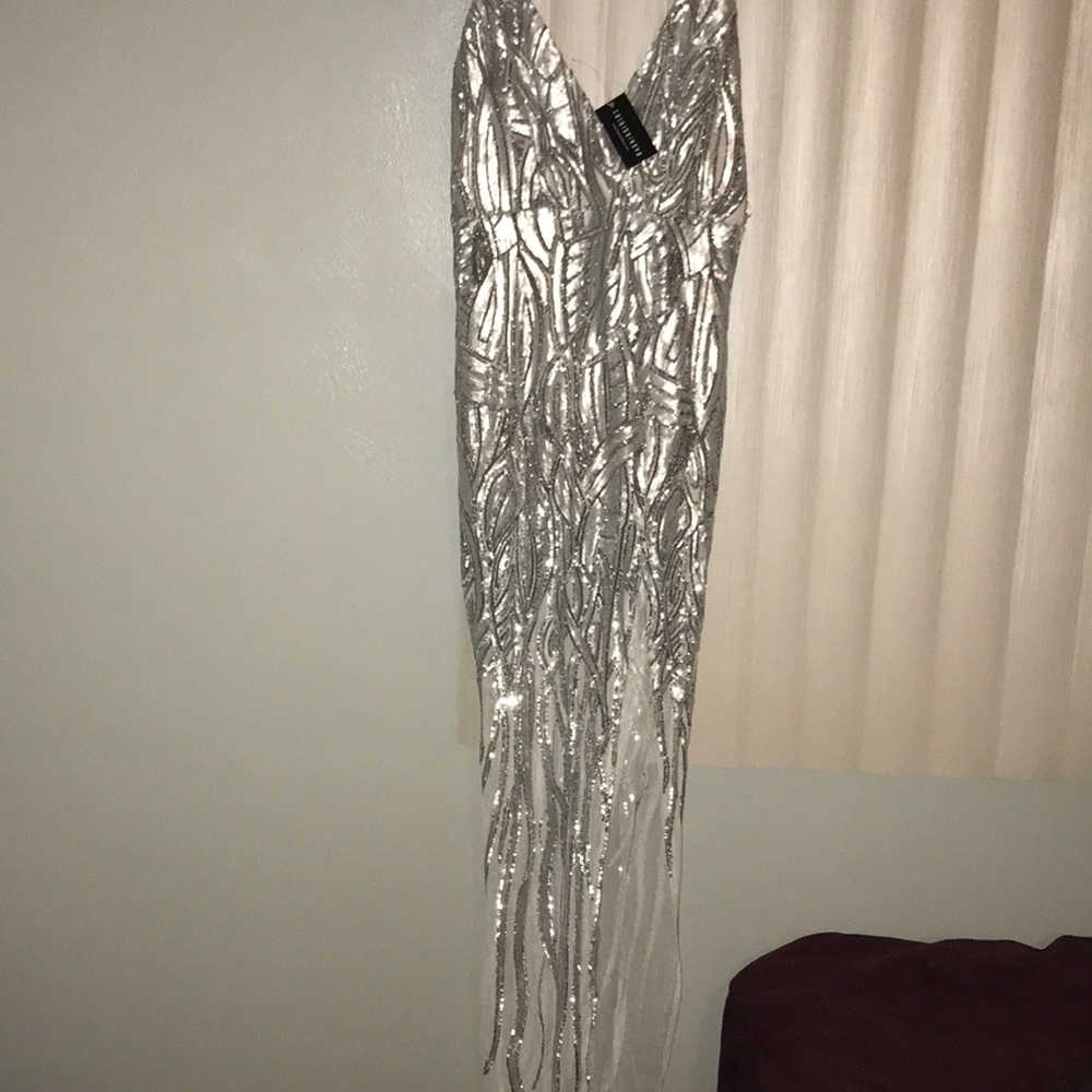 Fashion Nova Silver Sequin Dress
